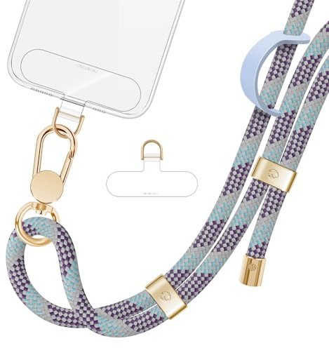 ROCONTRIP Phone Lanyard Crossbody Phone Strap Premium Neck Strap Adjustable Phones Lanyard with Upgrade Metal Buckle and 2 TPU Tether Tabs Compatible with Most Smartphones-BluePurple