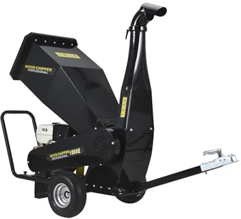 P. Lindberg Holzhäcksler mit Benzinantrieb 15 PS, Hochleistungs-Gartenhäcksler, Baumast-Häcksler, 420-ccm-Viertaktmotor mit Elektrostart, Holzhäcksler mit automatischem Einzug für Äste bis zu 100 mm