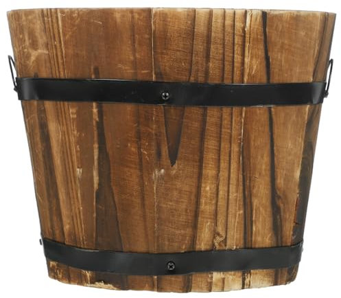 Toddmomy Rustikaler Holz Blumentopf Mittelgroßer Pflanzkübel Mit Vintage Holzfass Design Für Sukkulenten Kakteen Balkon Wohnzimmer Gartendeko Vielseitiger Retro Pflanzenkübel
