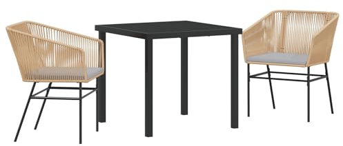 vidaXL Gartenstühle 2er Set mit Kissen in Braun aus Poly-Rattan – Bequeme Outdoor-Armliegemöbel mit Stahlrahmen für Terrasse und Balkon – Moderner Stil für Essgruppen und Decks im Sommer