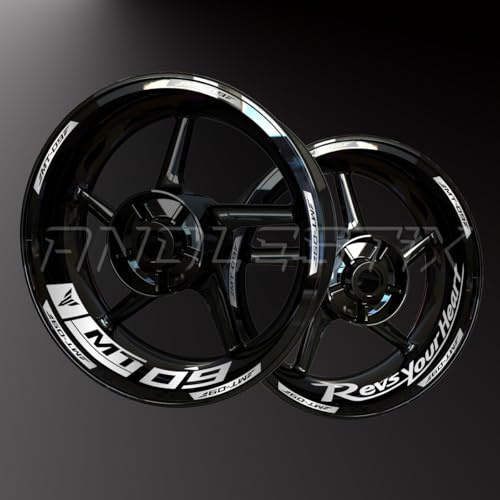 Adesivi riflettenti in vinile per bordo di cerchi da moto, adesivi kit per Yamaha MT09 MT-09, strisce cerchione moto completo per 2 ruote cerchi da 17 (argento riflettente)