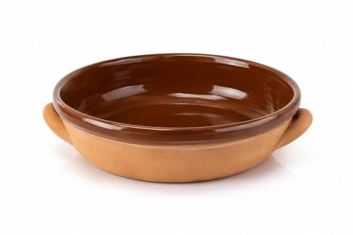 Casserole bordée en terre cuite semi-maltée 31 cm - Plaque artisanale de four avec bord élevé - Fait main en Italie - Idéal pour les soupes, ragoûts et cuissons longues