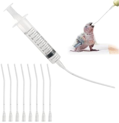 ANBOO Seringue de 10 ml avec tuyau, 10 accessoires pour oiseaux, 8 cm avec seringue en plastique de 10 ml, outil d'alimentation manuel pour oiseaux, pigeons, perroquets, petits animaux, lait, eau et