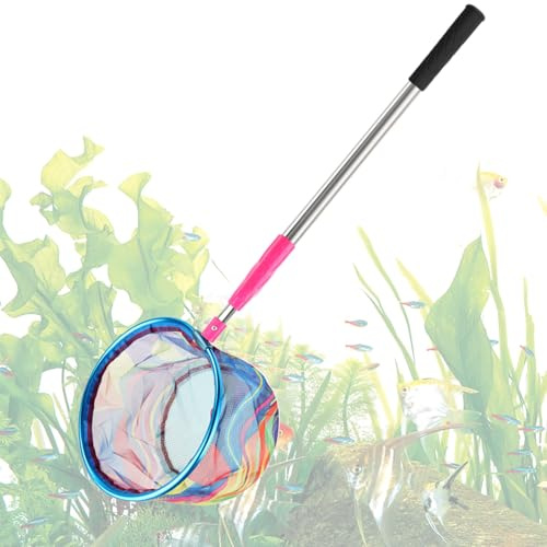 Kids Fishing Net, Toddler Catching Tool, Telescopic Outdoor Toy, 170cm, Non-Slip Grip Handle, Heavy-Duty Mesh Netting, for Camping, Swimming, Summer Play, Butterfly Hunt