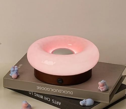 Créatif Donut Lampe De Table En Verre Avec Commutateur Tactile, Lampe De Bord De Lit En Verre Rechargeable Rétro, Atmosphère Romantique Lampe Lumière De Nuit Pour Le Salon, Salon