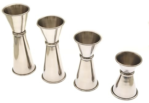 Doseur de Bar lot de 4 Jigger Style Japonais Doseur Double Acier Inoxydable 304 pour Cocktails Spiritueux et Boissons Mesure Jigger Couleur Argentée Accessoire Mixologie 15/30 20/40 25/50 30/60 ml