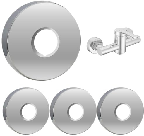 BLPRKOT 4 Pièces Rosace Robinet, Rosace Mitigeur Douche Acier Inoxydable (3/4) Ø 27 mm x Ø 80 mm x hauteur 25 mm, Garniture Pour Robinet De Douche Muraux (80x25mm Argent)