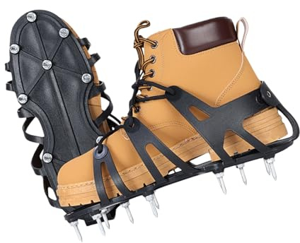 Pinchos de acero ajustables para césped, zapatos aireadores para jardinería, campo de golf, patio con base de polietileno resistente y ajuste seguro, estacas aireadoras de césped resistentes