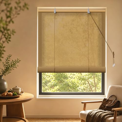 HOMEDEMO Store Enrouleur Bambou, Occultant pour Fenêtre, Protection Intimité, Intérieur Extérieur, Facile à Installer, Store pour Salon, Naturel, 60l x 160L cm