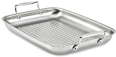 All-Clad Edelstahl-Bräter für den Außenbereich, 38,1 x 27,9 cm, ofenfest, 700 F Bräter, Töpfe und Pfannen, Kochgeschirr, Silber