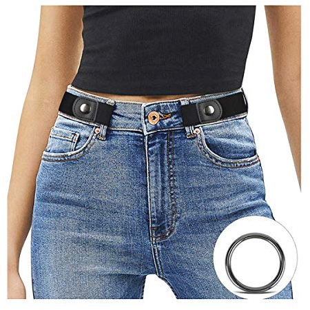 JasGood Schnallenfreier Damen Stretch Elastischer Gürtel für Damen Herren, Plus Size Keine Schnalle Unsichtbarer Gürtel für Jeans Hosen, Schwarz, 64cm(Für Hosengröße 86cm-125cm)