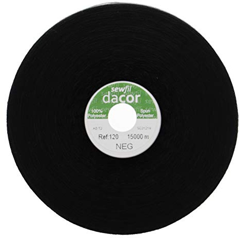 Sewfil dacor 120 - 15.000 meter polyester sytråd kon - svart