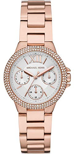 Michael Kors Camille Uhr für Damen, 33mm Quarz-Chronographenwerk mit Edelstahlarmband