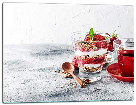 TMK | Tabla para Cortar de Cristal, Tabla para Picar, Placa de Cocina Ceranfeld 1 Pieza, 52 x 40, Placa de Corte de Vidrio, Protección contra Salpicaduras, Placa de Cristal Universal, Cocina, Postre