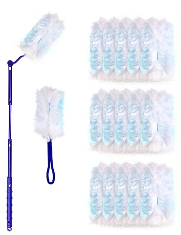 UKEENOR 180° Dusters Multi Surface Duster Refills Kit Extender Handle (1 Long Handle to + 1 Short Handle + 15 Duster Refill)