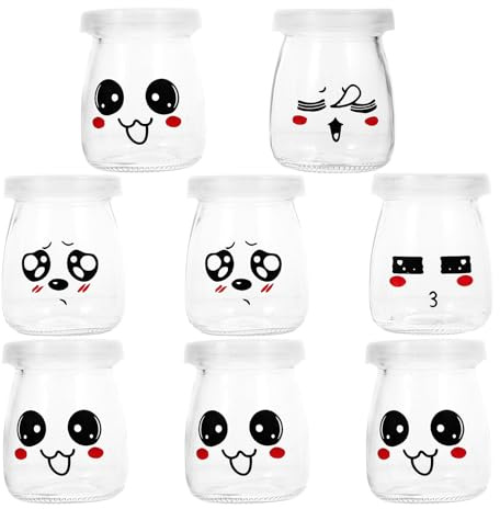 Cabilock 8PCS Einmachgläser mit Deckel Mehrzweck-Einmachgläser für Overnight Oats, Einlegen, Einmachen, Konservieren und Mahlzeitenvorbereitung - Luftdichte Einweckgläser(100ML)