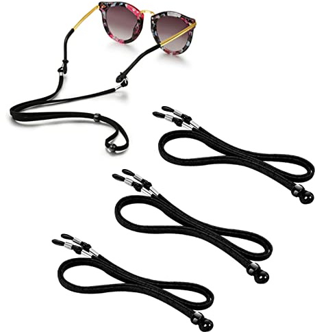 Zingso 3 Stück Brillenband Sport schwimmfähig, PU Leder Brillenkordel Brillenbänder Brillenkette Anti-Rutsch Eyewear Strap für Lesebrille, Sonnenbrille und Sport (schwarz + rot + dunkelblau)