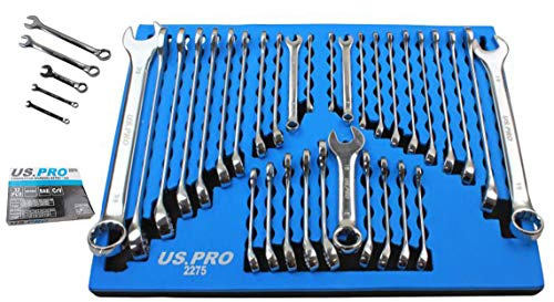US PRO 32pc Combination Spanner Set Standard and Stubby Metric SAE Imperial Wrench Set