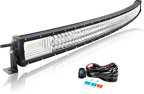 Willpower Led Lichtleiste Balken Gebogen 12V 24V 52 für Auto Offroad | Lightbar Arbeitsscheinwerfer 675W, mit 12V Kabelbaum, 6000K Weiß, IP67 Wasserdicht, Beleuchtung für KFZ Traktor ATV Boot Quad