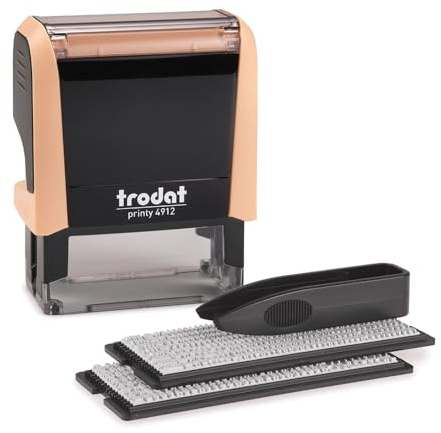 Trodat Printy 4912 stämpelset i pastellkräm för att ställa in dig själv – 4 rader text, tryck 47 x 18 mm, tyska, inkluderar pincett, bläckdyna, svart och bokstav och nummer set i två storlekar