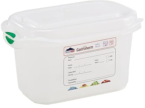Gastronorm 1/9 Lot de 3 conteneurs alimentaires avec couvercle étanche 1 l Transparent