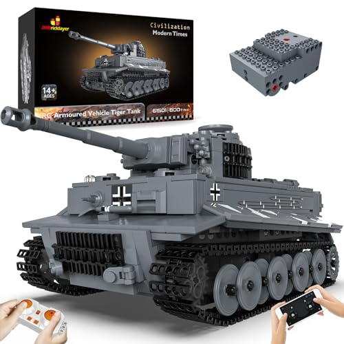 JMBricklayer Panzer Bausets für Erwachsene oder Jungen - WW2 Military Tiger Army Panzer Modell Spielzeug, bewaffnetes Baufahrzeug Set Ideale Geschenke Spielzeug 61501