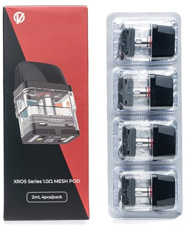 Vaporesso XROS Pod (1.0ohm × 4), Cartucho de 2ml 1.0ohm XROS Mesh Pod Atomizador Apto para XROS/XROS MINI, Sin nicotina