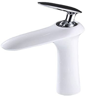 SHUGUANG Brass Bathroom Faucet Bathroom Sink Faucet Single Handle Rv Lavatory Vanity Faucet Countertop Installation, Hot and Cold Adjustable, for Washstand,white