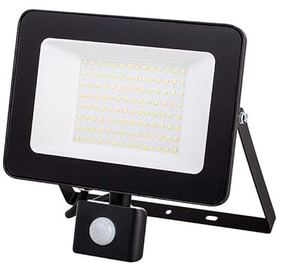 bion electrics Proiettore 100w, faro a led con sensore di movimento, 4000k luce naturale, 21x21,9x5 cm