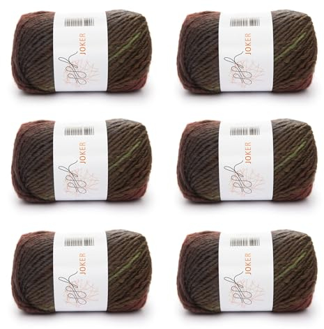 ggh Joker Box - 6 Knäuel - Schurwolle Mischung mit Farbverlauf - Wolle zum Stricken oder Häkeln Farbe 017 - Braunrot-Oliv meliert