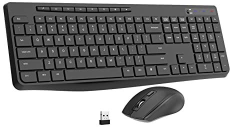 Wireless Keyboard and Mouse Combo,EarlyLit 2.4G Full-Sized Ergonomic,Cordless USB Mouse and Keyboard,12 Shortcut Keys and Quiet Click for Computer/Laptop/Windows/Mac