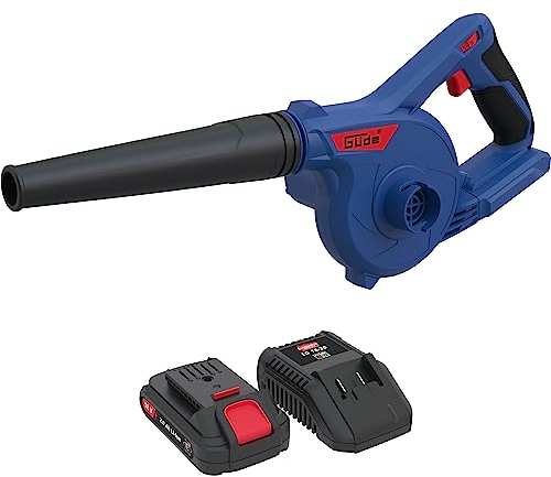 Güde Akku Bläser und Sauger Bus 18 (18V, Li-Ion, Laubbläser, Laubsauger, Blasgeschwindigkeit bis 270 km/h, Luftvolumenstrom: 156 m³/h, inkl. Schnellladegerät & 2,0Ah Akkupack Starter-Kit LGAP 18-3020)