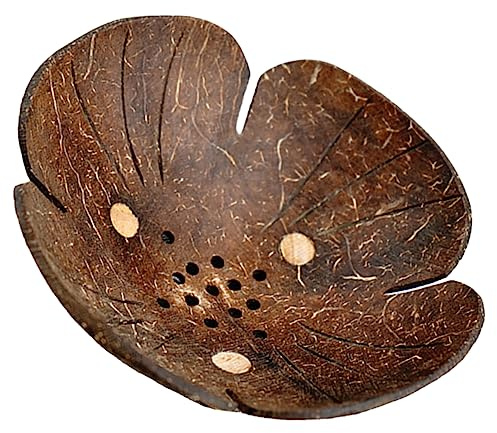 Zerodeko Elegante Portasapone in Legno Di Noce Di Cocco Portasapone Con Drenaggio Multiuso Vassoio A Forma Fiore Decorazione Per La Casa
