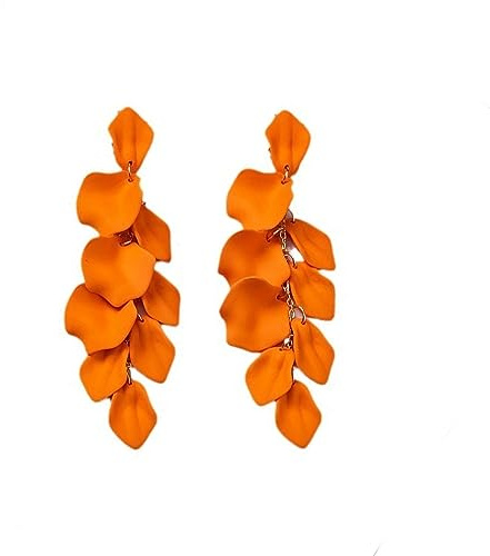 FDEETY Rosenblatt Ohrringe für Damen - Mehrstufige Acryl Blütenblatt Baumeln Ohrringe, Elegant Tropfen Statement Quaste Blumen