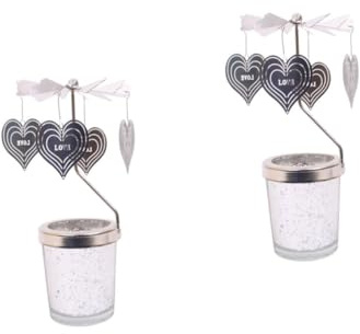 Cabilock 2st Teelichthalter Vintage- Drehende Kerze Schreibtischaufsatz Weihnachtsdekoration Duftvotivkerzen Liebe Herz Leuchter Liebe Kerze Teelichter Karussell Romantisch Rotieren