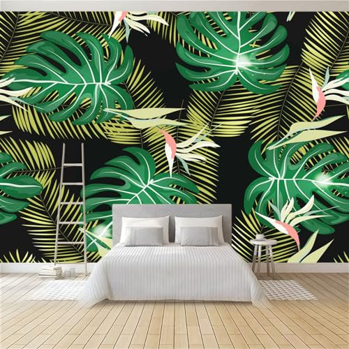 Tapete 3D Fototapete Monstera-Blätter 200 x 140 cm Vliestapete Wandtapete Wandbilder 3D Druck Foto Tapeten für Wohnzimmer Schlafzimmer Vlies Tapete Motivtapeten