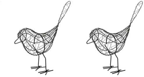Cabilock Eisen-Vogel-Ornamente, Gartentier-Figuren, Gartentier-Skulptur, Vogel für Gartendekoration, Draht, Vogelskulptur, Garten, Vogelstatuen, Draht, Vogelfigur, ländliches Büro, Metallic-Linie, 2