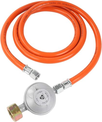 Pitboss Hose/Reg Kit für Gasgrills – 50 mbar Druckminderer Set inkl. Gasschlauch, ideal für sichere Propan-Gasversorgung, Druckminderer 20757