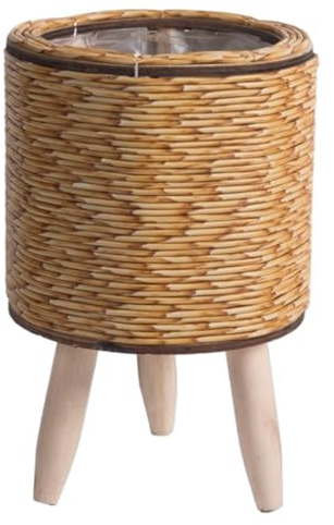 Maceta de ratán soporte para plantas de ratán maceta con patas soporte rústico para plantas de mimbre de 5,51 inch soporte para macetas pequeño maceta de pie para decoración de balcones estilo 1