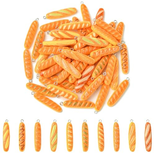Airssory 50 pcs Imitation Bread Resin Charms Baguette Baking Food Dessert Charms for DIY Jewellery Necklace Bracelet Earring Crafts Bag Keychian Decor