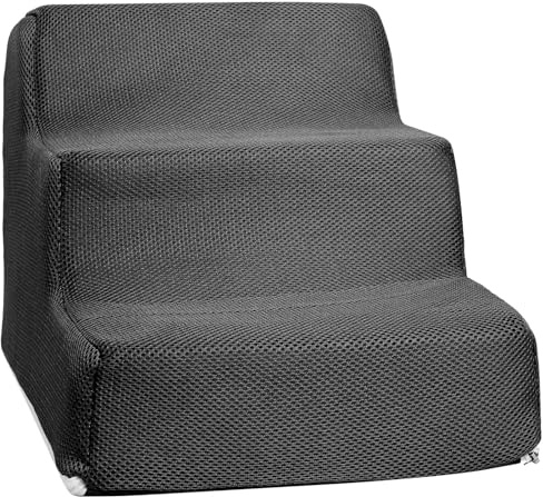 Dog Stairs for Small Dogs 3 Step Puppy Pet Stairs 34 x 40 x 30 cm Washable Cover Pet Ladder Multifunctional Cats Ramp for Sofa Bed Couch