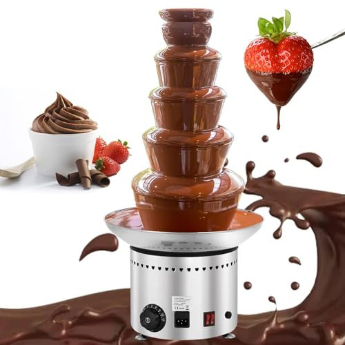Wasd3Pods Fuente De Chocolate - Juego De Fondue En Cascada De 5 Niveles, Base De Crisol Eléctrico, Capacidad De 5 Kg, para Chocolate con Leche, Blanco, Negro, para Compartir, 210 W