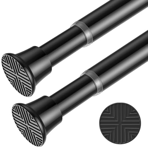 FVONZN Teleskopstange zum Klemmen 39-96cm-2 Stück (Schwarz) | Rutschfeste & rostfreie Klemmstange für Gardinen, Türrahmen, Schrank – ausziehbar, werkzeugfrei, ohne Bohren.