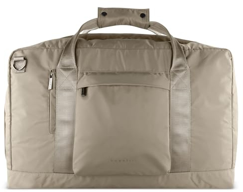 bugatti Elia Herren-Reisetasche aus Nylon, Faltbare Weekender-Tasche mit Laptopfach ca. 17, Taupe