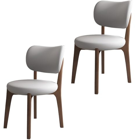 Lot de 2, 4 ou 6 chaises de salle à manger confortables – Pieds en bois massif en noyer foncé avec coussins gris clair – Parfait pour la maison, le bureau, la salle à manger, le salon, et plus encore