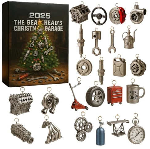 Weihnachts-Countdown-Kalender, 2D-Acryl-Garage-Anhänger, 24-Tage-Urlaubskalender, Garage-Adventskalender 2025, Festliche Dekoration Für Werkstatt, Ehemann, Männer, Erwachsene