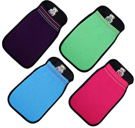 Homoyoyo 4pcs Double-layer Bath Gloves Exfoliating Glove Bath Skin Cleaning Tool for Shower Back Scrubber Skin Scrubber Mitten