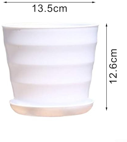 Pumixiy Vasi da giardino dal design versatile con vassoio di drenaggio, vasi da fiori in plastica con trama realistica per piante, eleganti vasi imitazione per la decorazione del balcone (bianco)