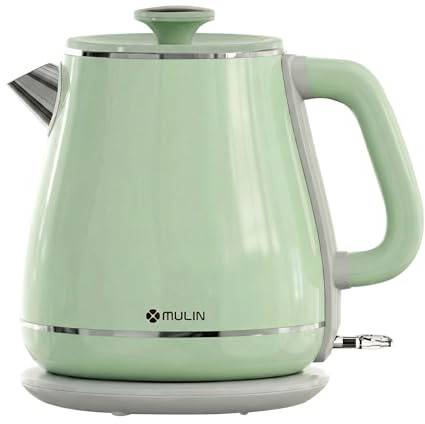 MULIN Bollitore Vintage, Bollitore Elettrico con Base a 360°, Capacità 1.8 L,2200W,ebollizione rapida, Spegnimento Automatico, Acciaio Inossidabile