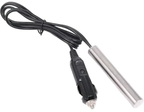 Calentador de agua, varilla calefactora 12 V, calentador de cartucho de inmersión de metal resistente al agua, portátil montada en vehículo CC, negro